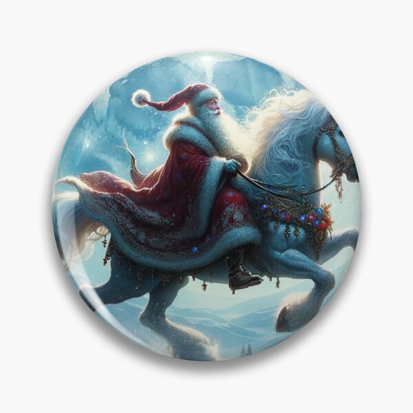Item preview, Happy Santa riding a unicorn in a magical and fantastic landscape designed and sold by Cris888.