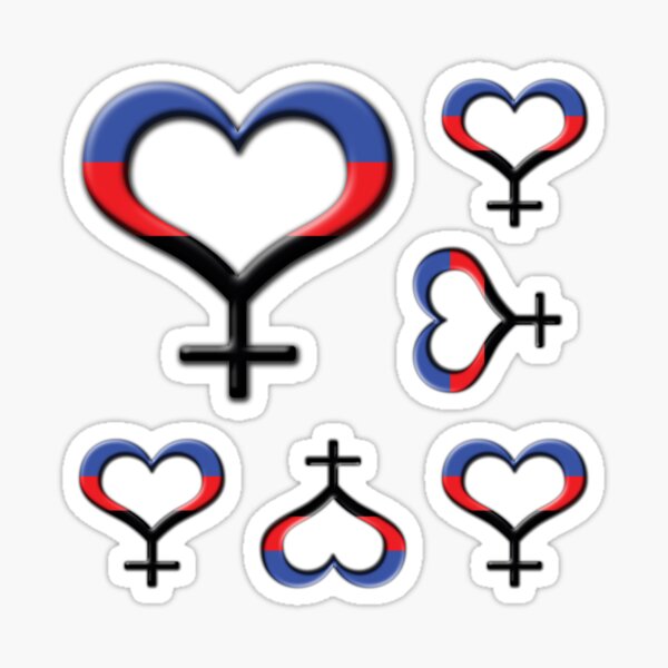 Heart-Shaped Polyamorous Pride Female Gender Symbol Sticker