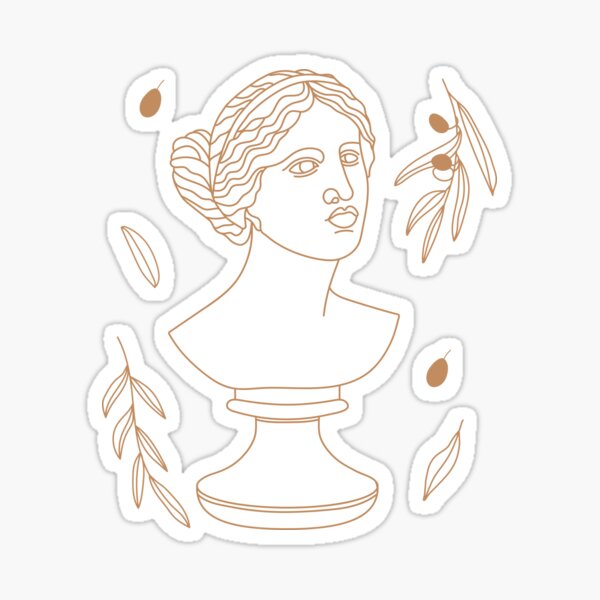 Aphrodite Minimalism Line Art - Dark Academia Inspired Sticker by iliketeas