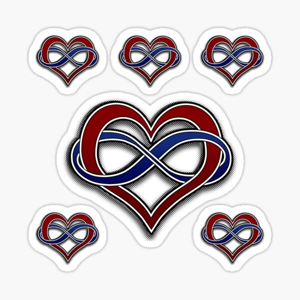 Halftone Polyamory Pride Symbol with Flag Background Sticker