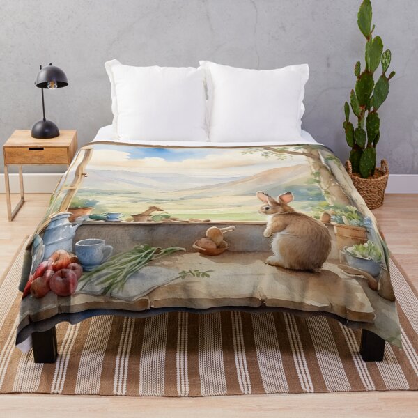 Item preview, Rabbit in countryside kitchen near windowsill in watercolor style. designed and sold by Jayjaynaenae.