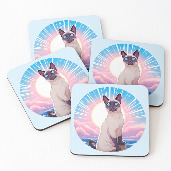 Item preview, Subtle Trans Pride Siamese Cat in Sunbeams designed and sold by ArtliciousHUMAN.