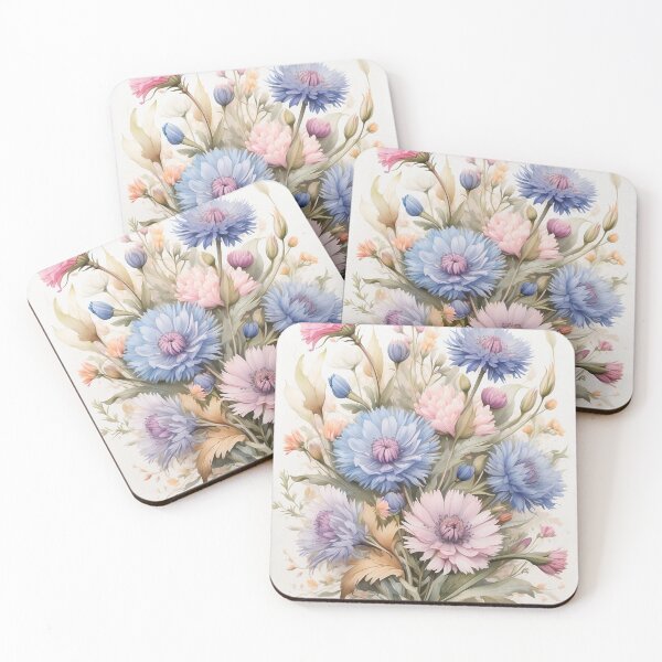 Item preview, 006 Bachelor Button Flower Bouquet designed and sold by Alexis Art Collection.