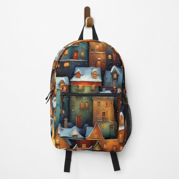 Item preview, Stylized abstract snowy winter, Christmas decorated fairy fantasy houses background designed and sold by 4Seasons.