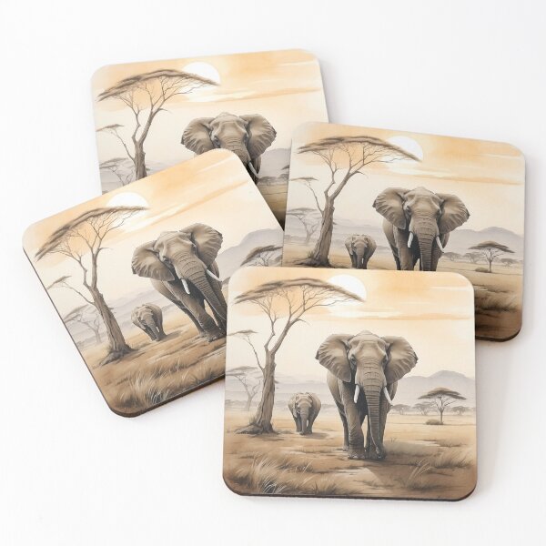 Item preview,  001 Cute Elephant in a Serengeti Scene designed and sold by Alexis Art Collection.