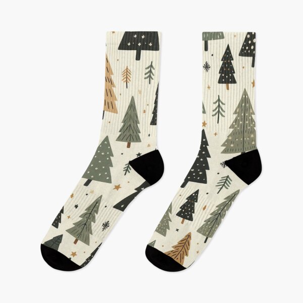 Item preview, Modern Geometric Christmas Tree mid Century Green Forest Gold pattern designed and sold by CoffeeIsATrip.