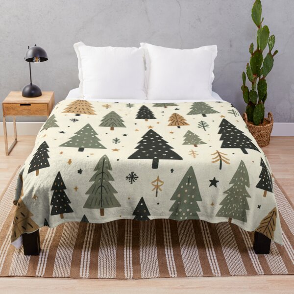 Item preview, Modern Geometric Christmas Tree mid Century Green Forest Gold pattern designed and sold by CoffeeIsATrip.
