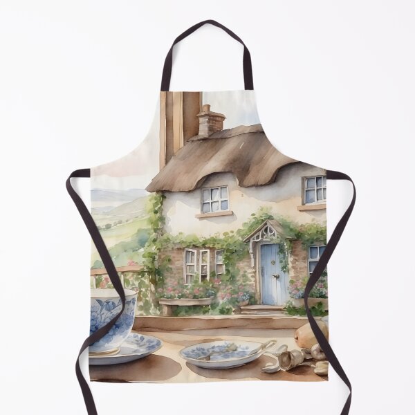 Item preview, English tea set on windowsill with rustic cottage watercolor style. designed and sold by Jayjaynaenae.