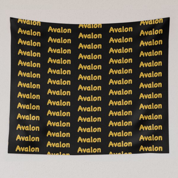Aperçu de l'œuvre Étiquette de nom Avalon en feuille de ballon doré - (Noir) créée et vendue par NormadWorld.