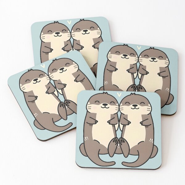 Item preview, Cute otters couple love designed and sold by ChataMaroon.
