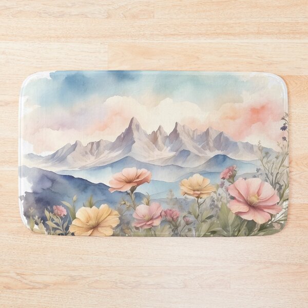 Item preview, Rustic Mountain view with flower foreground, watercolor designed and sold by Jayjaynaenae.