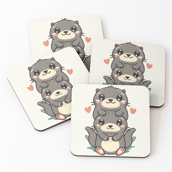 Item preview, Cute otters couple love designed and sold by ChataMaroon.