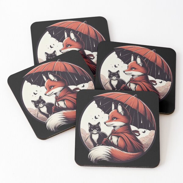 Artikelvorschau, Fuchs und Katze im japanischen Stil entworfen und verkauft von Azrora.