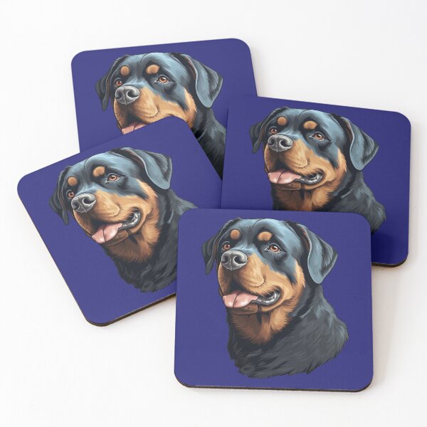 Artikelvorschau, Glückliche Rottweiler-Nahaufnahme in realistischer digitaler Illustration entworfen und verkauft von solrevolver.