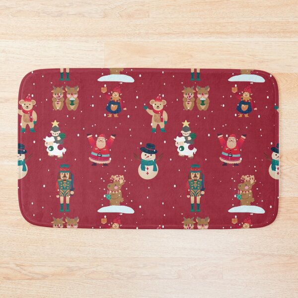 Item preview, Red christmas with snowman, nutcracker, and teddy bear designed and sold by Anisha  Vaz.