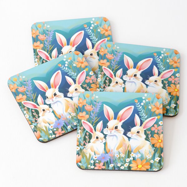 Item preview, Abstract Rabbits and Wildflowers Seamless Pattern designed and sold by Petalandfur.