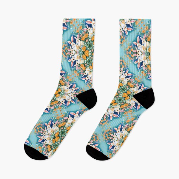 Item preview, Abstract Rabbits and Wildflowers Seamless Pattern designed and sold by Petalandfur.