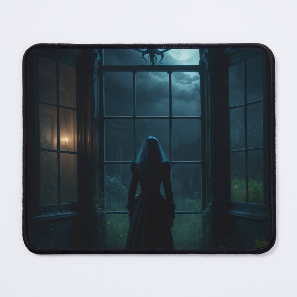 Item preview, An eldritch creature in the decadent garden of an abandoned Victorian mansion - Oil painting designed and sold by Giuseppe Cammino.