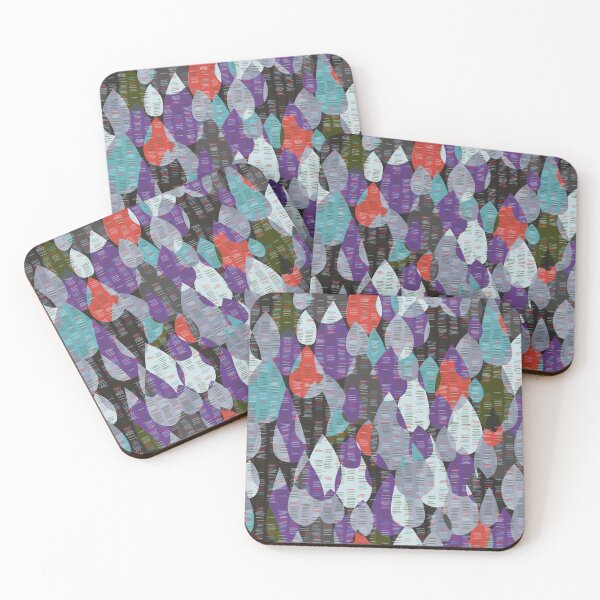 Item preview, Moody grey, purple and turquoise Abstract rain drops designed and sold by FrancesPoff.