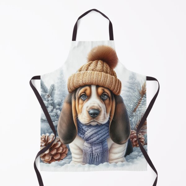 Item preview, Cute Basset Hound in Winter Hat and Scarf designed and sold by Animals-on-me.