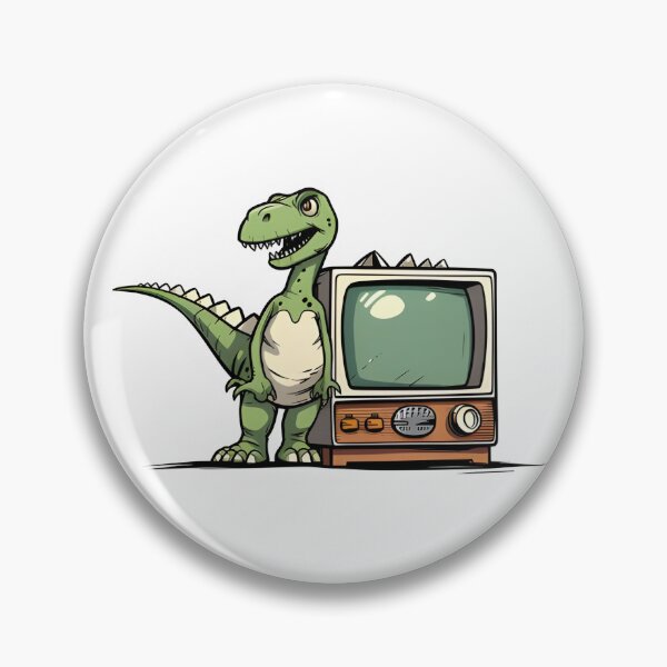 Item preview, Telemaniac Dino - Fun Illustration of a Dinosaur in Front of the TV designed and sold by Crea-Designer.