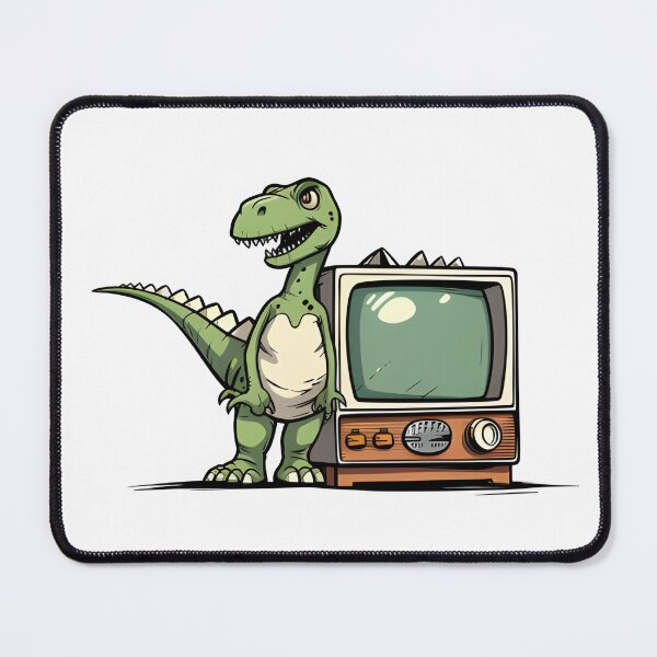 Item preview, Telemaniac Dino - Fun Illustration of a Dinosaur in Front of the TV designed and sold by Crea-Designer.