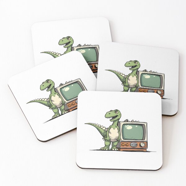 Item preview, Telemaniac Dino - Fun Illustration of a Dinosaur in Front of the TV designed and sold by Crea-Designer.