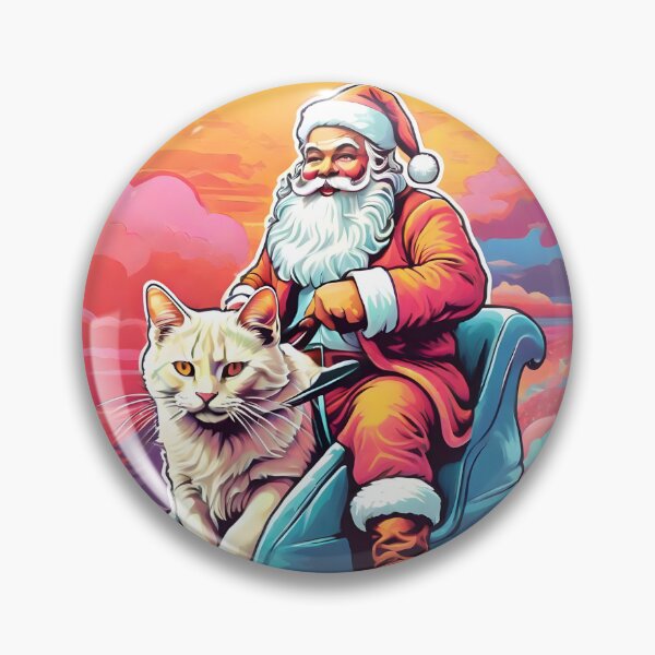 Item preview, Santa Claus with a cat on snow boat ride whimsical style designed and sold by Trendsecne.