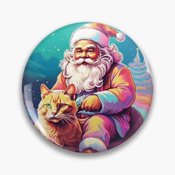 Item preview, Santa Claus with a cat on snow boat ride whimsical night style designed and sold by Trendsecne.