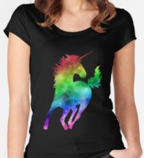 Rainbow Galaxy Unicorn Women's Fitted Scoop T-Shirt