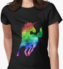 Rainbow Galaxy Unicorn Women's Fitted T-Shirt