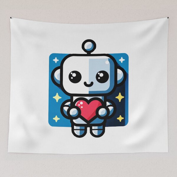 Item preview, Love-Bot: Whimsical Heart-Holding Robot Design designed and sold by TooniversalHub.