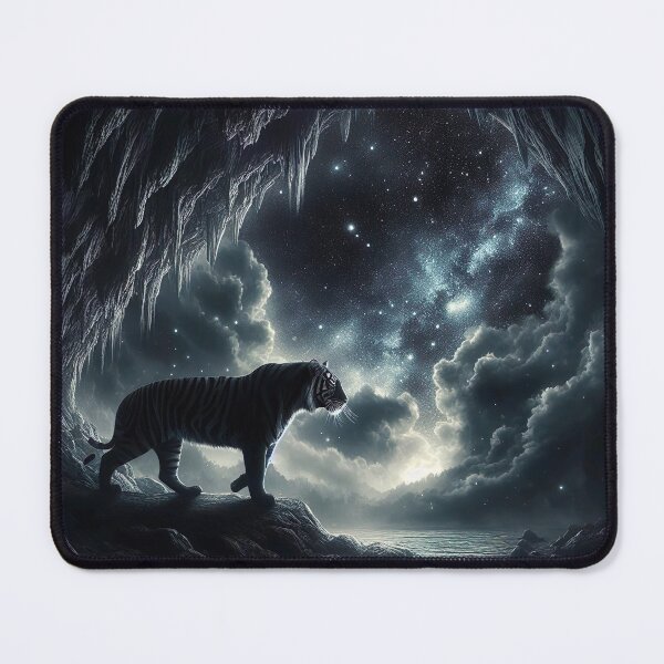 Item preview, "Mystical Showdown: Black Tiger in Cave vs. Celestial Stars" designed and sold by Huycao211.