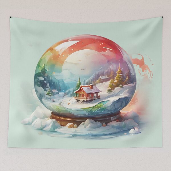 Item preview, Snow globe, rainbow sky , house designed and sold by KiraChie.