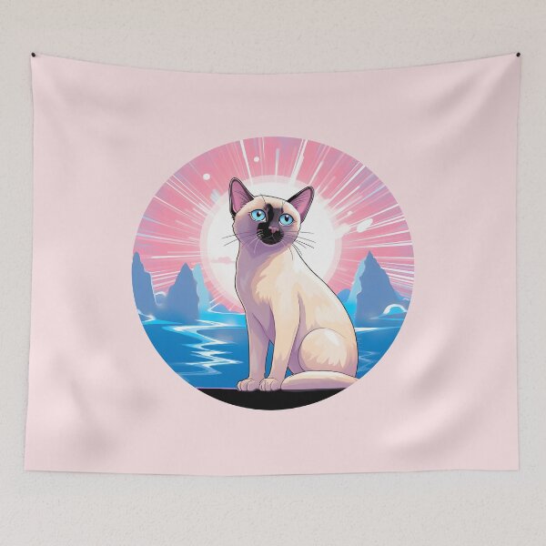 Item preview, Subtle Trans Pride Siamese Cat in Sunbeams designed and sold by ArtliciousHUMAN.