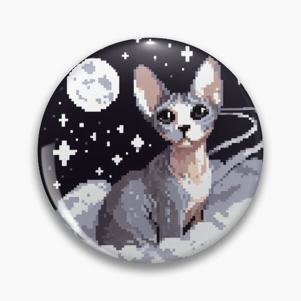 Item preview, Celestial Canadian Sphynx: Gray and White Kitten 8-bit designed and sold by spikemet.