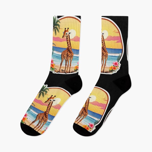 Item preview, Sunset Giraffe on a Beach with Hawaiian Orchids designed and sold by NautiChic.