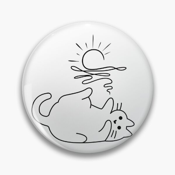 Item preview, Cute line drawing cat unraveling the sun like a string designed and sold by PellSilversmith.