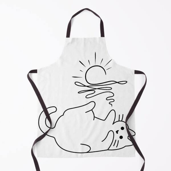 Item preview, Cute line drawing cat unraveling the sun like a string designed and sold by PellSilversmith.