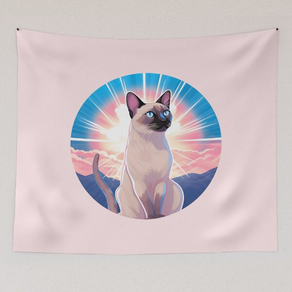 Item preview, Subtle Trans Pride Siamese Cat in Sunbeams designed and sold by ArtliciousHUMAN.