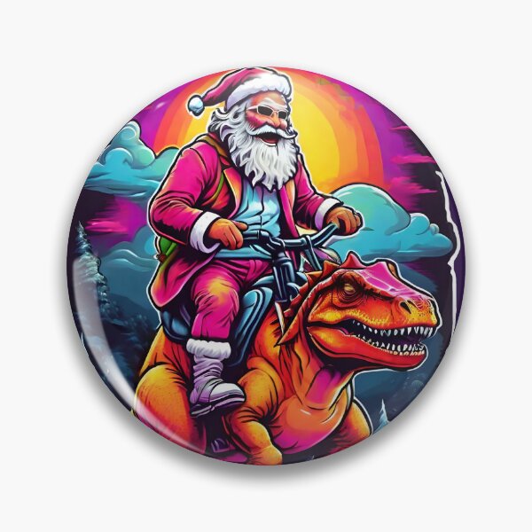 Item preview, Santa riding on a small dinosaur whimsical style designed and sold by Trendsecne.