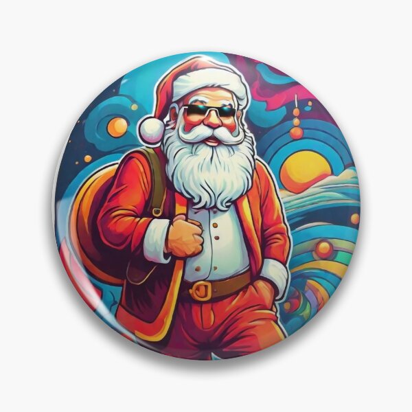 Item preview, Santa with travel bag cool sunglass rainbow style backdrop designed and sold by Trendsecne.