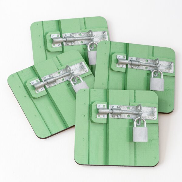 Item preview, Door Locking Bolt and Padlock on a Green Wooden Door designed and sold by dvlcom.