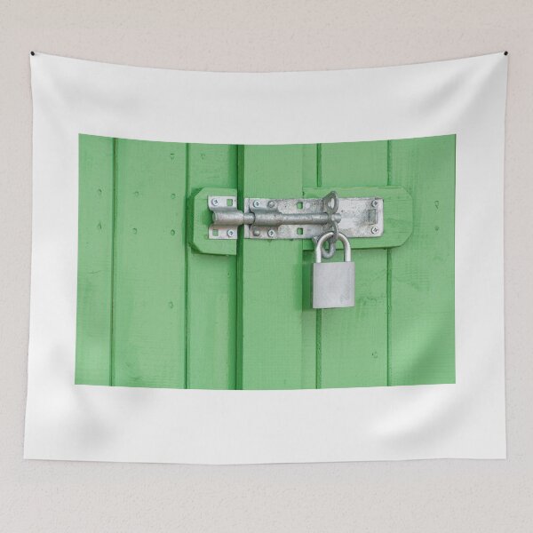 Item preview, Door Locking Bolt and Padlock on a Green Wooden Door designed and sold by dvlcom.