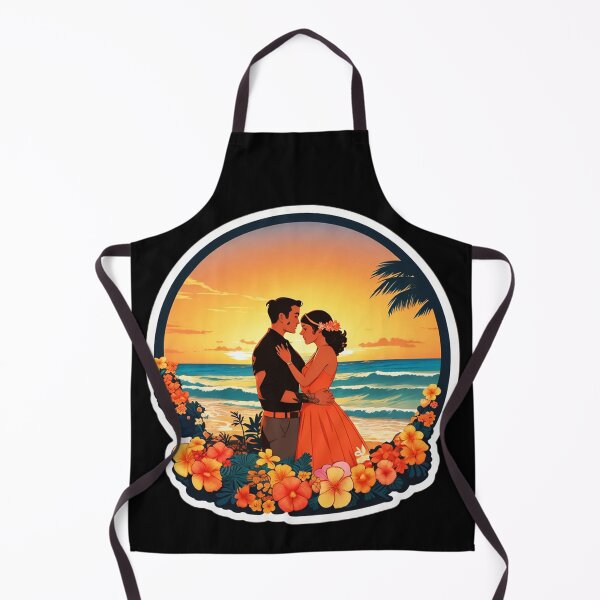 Item preview, Romantic Couple Watching Hawaiian Sunset with Orchid Flowers and Palm Trees designed and sold by NautiChic.