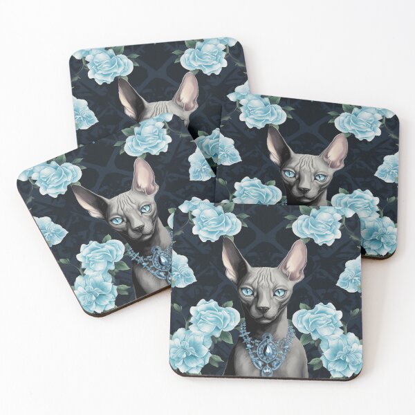 Artikelvorschau, Sphynx und blaue Rosen entworfen und verkauft von Nocturne  Paws.