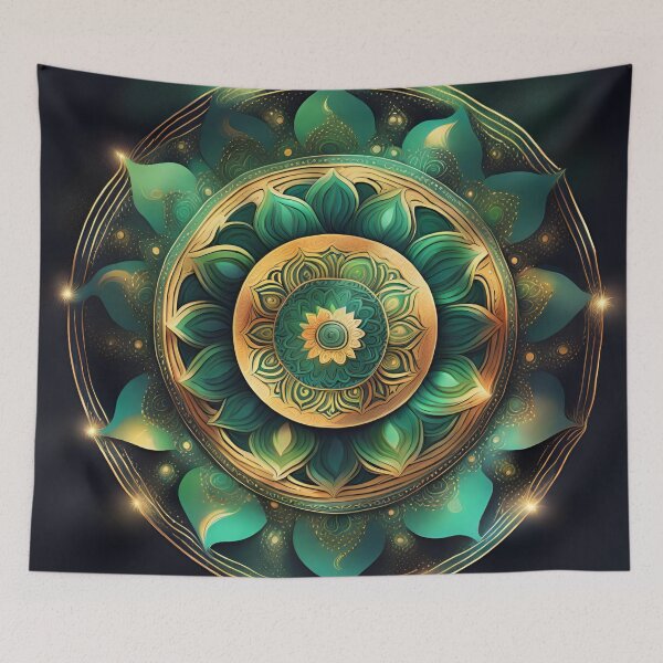 Item preview, Celestial Carnival Green and Gold Mandala Magic designed and sold by SpiritualManda.