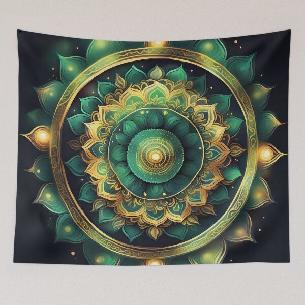 Item preview, Celestial Carnival Green and Gold Mandala Magic designed and sold by SpiritualManda.