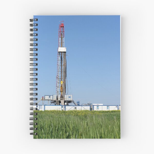Item preview, land oil drilling rig on green wheat field designed and sold by goceris.