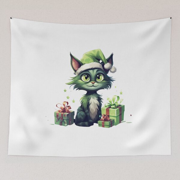 Item preview, Green Cat Christmas designed and sold by slicksdesigns.